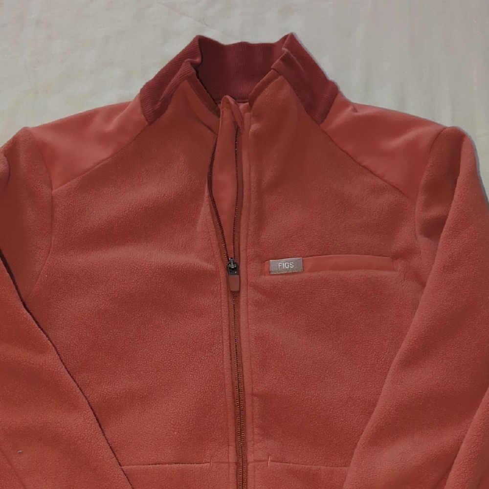 Figs Orange Zip-Up Jacket Fleece